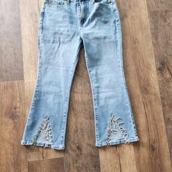 Venus Rhinestone Kick Flare Jeans in sizes 10P & 12 - Picture 6 of 7